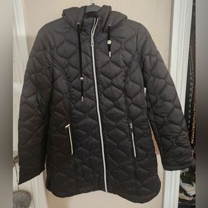 Chicos long puffer jacket zip up with hood size 0